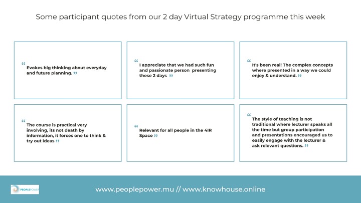 Feedback from our 2 day virtual strategy learning programme